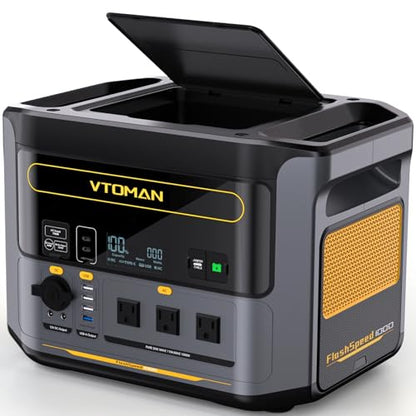 VTOMAN FlashSpeed 1000 Portable Power Station, 828Wh LiFePO4,1000W output | Expandable to 2376Wh, 1H fast charge (0-80%), 2000W peak output, solar generator, home backup, camping, power outages
