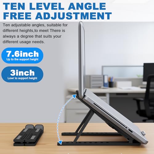 Laptop Stand - Foldable Laptop Stand for Desk Anti-Slip,Compatible for Business Trip,Library,Cafe(Black) - color: Black