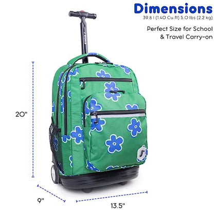 J World Sundance Laptop Rolling Backpack for Girls Boys. Roller Bookbag with Wheels, 20 Inch, Picnic - color: Picnic