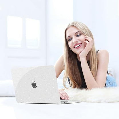 B BELK for MacBook Air 13 inch Case 2026-2022 M5 M4 M3 M2, Glitter Clear | Model A3449 A3240 A3113 A2681, Sparkly Plastic Hard Shell for MacBook Air 13.6 inch Case & Keyboard Cover & Screen Protector - color: Glitter Clear