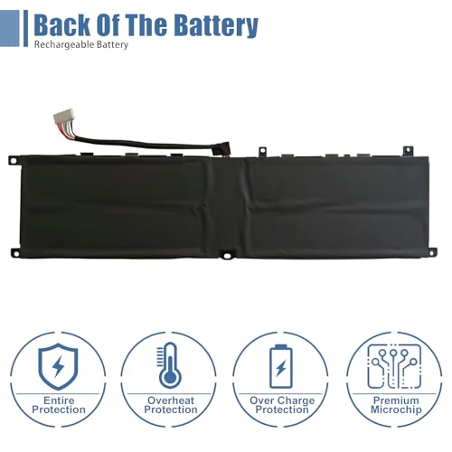BTY-M6M Laptop Battery Replacement for MSI Creator 15 A10SD A10SDT A10SE A10SET A10SEV A10SF A10SFT A10SGS 10TLT 10TM 10TMT 11UK 11UM 11UMT, WE76 11UK 11UM Series 4ICP8/35/142. - size: 13.17*3.21*0.32 inch BTY-M6M