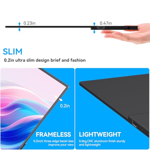 14 Inch Touchscreen Portable Monitor with Stand, 1920x1200 IPS HDR Ultra Slim USB-C HDMI External Display for Laptop Phone Switch