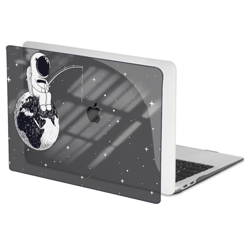 Compatible with MacBook Air 13 inch Case M1 A2337 A2179 A1932 Cover 2021 2020 2019 2018 Release with Retina Display & Touch ID, Crystal Black Pattern Plastic Hard Shell Case, Astronaut Earth - color: Astronaut Earth
