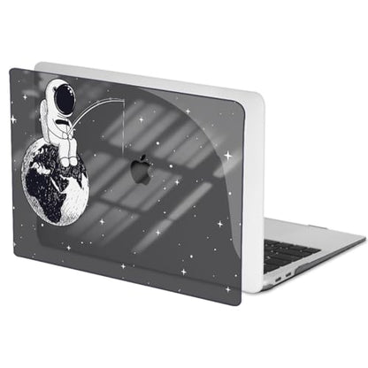 Compatible with MacBook Air 13 inch Case M1 A2337 A2179 A1932 Cover 2021 2020 2019 2018 Release with Retina Display & Touch ID, Crystal Black Pattern Plastic Hard Shell Case, Astronaut Earth - color: Astronaut Earth