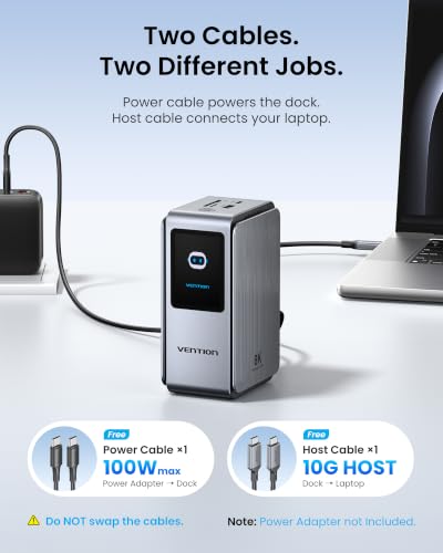 VENTION 13-in-1 Laptop Docking Station 3 Monitors with Touchable Screen Display,USB C Dock Dual Monitor for Dell,HP and MacBook,8K Display 1*DP,2*HDMI,10Gbps USB 3.2,100W PD with 2*USB-C Cable, Gray