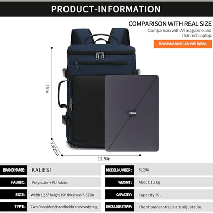 Kalesi Gym Duffle Bag Backpack 4-Way Waterproof with Shoes Compartment for travel Sport Hiking laptop - color: Business-dark Blue