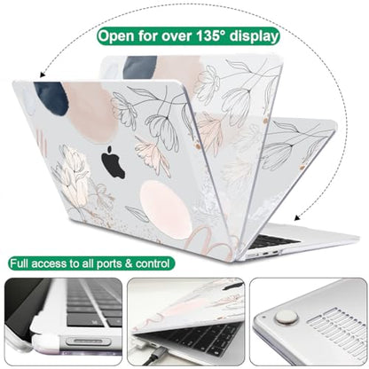 Compatible with MacBook Air 13 inch Case M5 2026 2025-2022 M4 M3 M2 Chip Model A3449 A3240 A3113 A2681, for Mac Air 13.6 inch M5 Hard Shell&Keyboard Cover&Screen Film, Abstract Line Floral - color: Abstract Line Floral