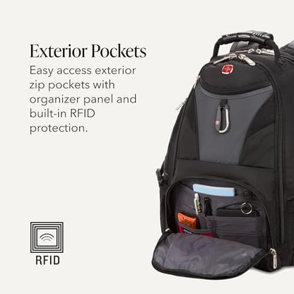 SWISSGEAR 1900 ScanSmart Laptop Backpack, Fits Most 17-Inch Laptops, TSA-Friendly Lay-Flat Design, RFID Protection, and Tablet Pocket, Black, 31L, 18.5-Inch - color: Black/Grey