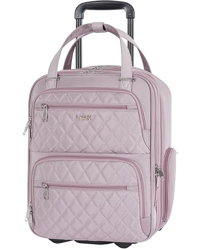 Underseat Carry On Luggage with Wheels, 17 inch Lightweight Overnight Soft Sided Personal Luggage Bag Carry-On Suitcase for Short Trip Travel Business, Pink - color: Purple Pink