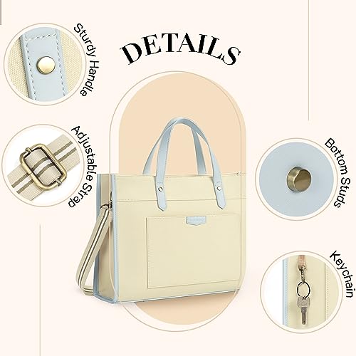 Missnine Laptop Tote Bag Canvas Laptop Bag 15.6 inch Work Shoulder Bags Casual Briefcase Handbag for Travel, Office, College (Light Blue) - color: Light Blue