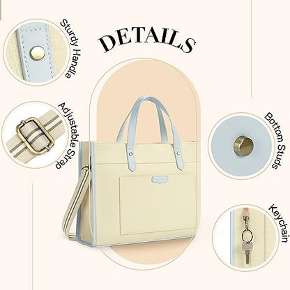 Missnine Laptop Tote Bag Canvas Laptop Bag 15.6 inch Work Shoulder Bags Casual Briefcase Handbag for Travel, Office, College (Light Blue) - color: Light Blue