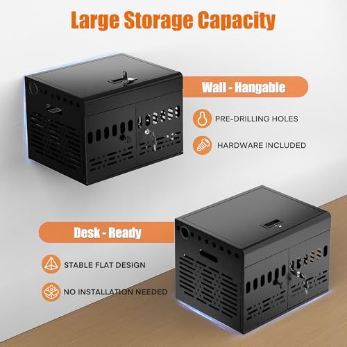 12-Device Tablet Charging Station Lock Box, Computer Cabinet with 2 Keys – Multi-Device Charging Cabinet for iPads, Chromebooks, Fire HD & Phones – Office, School, Hospital (Black),Fully Assembled - size: 12 Tablet/Chromebook(Black)