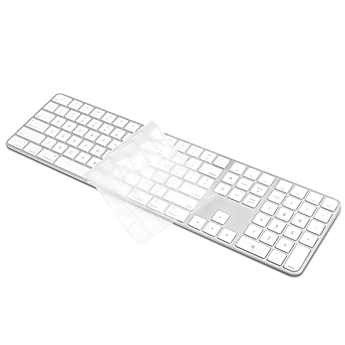 ProElife Keyboard Cover Skin for 2023-2021 Magic Keyboard with Touch ID and Numeric Keypad Model-A2520 U.S Enter Protector 0.12-mm TPU Protector (3 Keys ON The Left of The Space BAR) (Clear) | Clear, Non-interference Design for ID Key, Dust-proof, TPU Pro