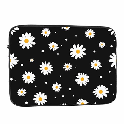 Laptop Sleeve Bag 15.4 15.6 Inch,White Daisy Tiny Flowers Floral Black Protective Polyester Computer Cases Laptop Cover Briefcase Bag Tablet Travel Cover - color: LPS-020