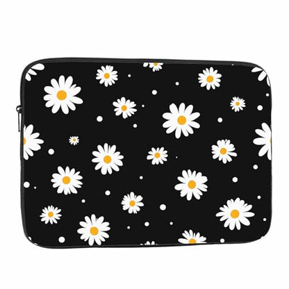 Laptop Sleeve Bag 15.4 15.6 Inch,White Daisy Tiny Flowers Floral Black Protective Polyester Computer Cases Laptop Cover Briefcase Bag Tablet Travel Cover - color: LPS-020