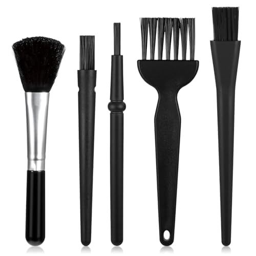 Mini Keyboard Brush, 5 Pcs PP Handle Nylon Anti-Static Keyboard Cleaning Brushes Kit Portable Dusting Brushes for Keyboards Car Interior Motherboard Camera Small Electronics Cleaning