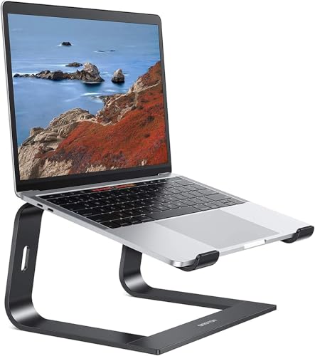 OMOTON Laptop Stand, Detachable Mount for MacBook Air/Pro Dell HP Black | 11-17" Laptop Holder for Desk, Notebook Computer Mount, Lightweight Cooling for Desk, Ergonomic Home Office - color: Black