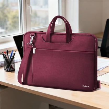 Ferkurn Laptop Case Bag Women Men Computer Sleeve with Shoulder Compatible with HP/Inspiron/Thinkpad/Vivobook/MSI/Surface, 17.3 inch, Red - color: Wine Red, size: 17.3 inch