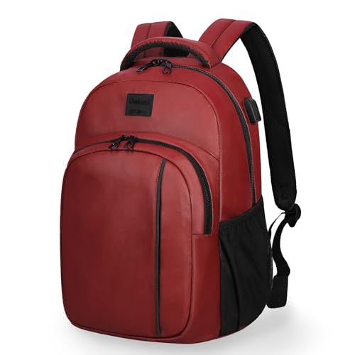 Goloni 15.6 Travel Laptop Backpack with USB Charging Port, Men Man Women Back Pack,Work,Casual College,High Schol Book Bag for Teens Lightweight Waterproof Casual Notebook Bag,Red - color: Red