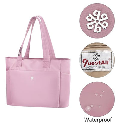 questAll Lightweight Large Capacity Laptop Tote for Women, Waterproof Carnvas Shoulder Bag, Fits 15" Laptop 9006 - color: Red