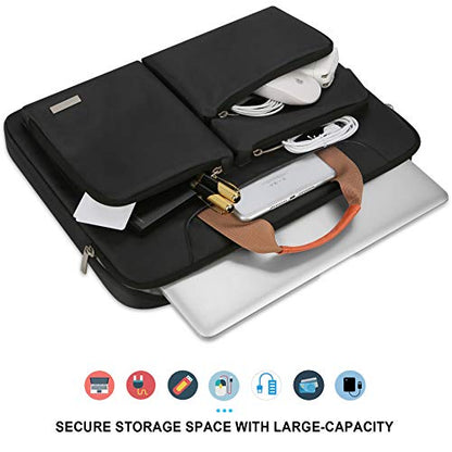 Lacdo 15.6 Inch 360° Protective Laptop Shoulder Bag Sleeve Case Compatible With 15.6" Acer Aspire, Predator, Dell Inspiron, Asus ZenBook 15 VivoBook, HP Pavilion, IdeaPad, ThinkPad Computer Bag,Black - color: Black, size: 15.6 Inches