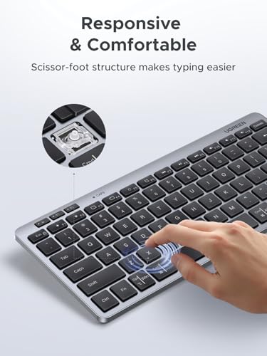 UGREEN K551 Slim Quiet Wireless Bluetooth 78Keys Keyboard, 3-Device Free Switching with Bluetooth & 2.4G, Compatible with Windows/macOS/iOS/Android, Works with MacBook, Lenovo, HP