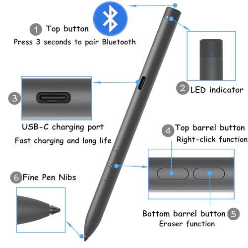 Premier Rechargeable Active Pen for Dell Active Pen PN7522W Stylus Pen Compatible with Dell 2 in 1 Laptop for Latitude 3340 5310 7210 Pen,for Inspiron 14/16 2in1 Laptop