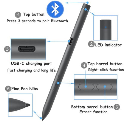 Premier Rechargeable Active Pen for Dell Active Pen PN7522W Stylus Pen Compatible with Dell 2 in 1 Laptop for Latitude 3340 5310 7210 Pen,for Inspiron 14/16 2in1 Laptop
