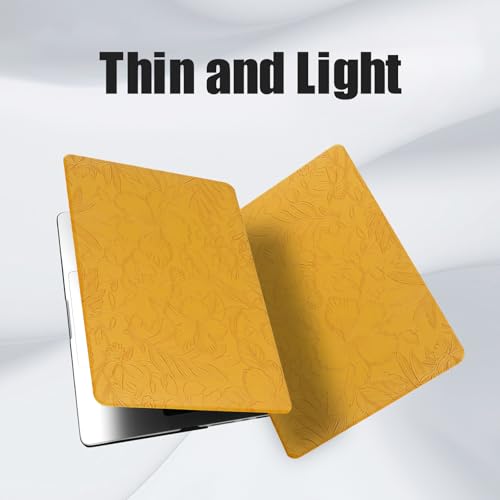 DTangLsm for MacBook Air 13 inch Case 2026 M5, 2025-2022 M4 M3 M2 A3449 A2681 A3113 A3240, Elegant Textured Retro Leather Hard Cover for MacBook Air 13.6 Case with Logo Cutout+Keyboard Cover, Yellow - color: #2 Yellow