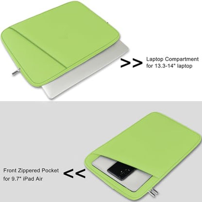Askuko Laptop Sleeve 14 inch, Shockproof Protective Computer Cover, Durable Carrying Bag Laptop Case Compatible with 14"" MacBook Air/Pro HP Asus Lenovo Notebook, Light Green - color: Light Green, size: 14 inch