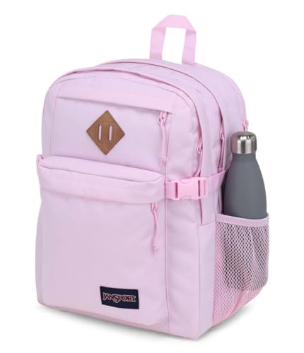 JanSport Main Campus FX Backpack - Travel or Work Bag w 15-Inch Laptop Pack with Leather Trim, Pink Ice - color: Pink Ice