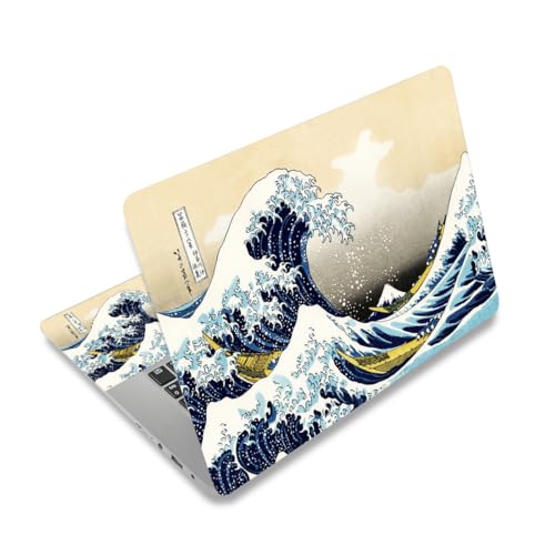 Laptop Decal Sticker Skin Cover, 11.6”12" 13" 13.3" 14" 15" 15.4" 15.6" Laptop Netbook Vinyl Skin Sticker Cover Art Notebook PC Reusable Protector (2 Wrist Pad Included), Kanagawa Japan Wave - color: Kanagawa Japan Wave