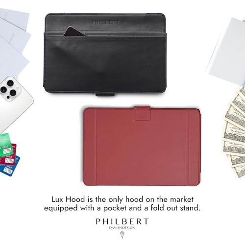 4-in-1 Laptop Screen Shade – Original Lux Hood – Sun, Privacy, Heat & Contrast Protection, Freestanding with Pocket, Fits 15–16” MacBook & PC, Patented, Red | PHILBERT Danish Design - color: Red, size: 15-16in