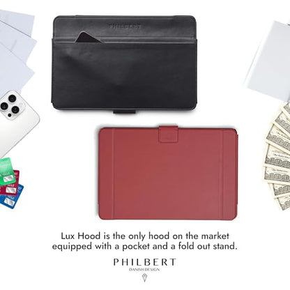 4-in-1 Laptop Screen Shade – Original Lux Hood – Sun, Privacy, Heat & Contrast Protection, Freestanding with Pocket, Fits 15–16” MacBook & PC, Patented, Red | PHILBERT Danish Design - color: Red, size: 15-16in