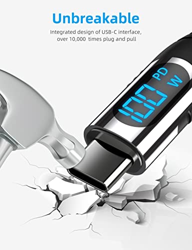 USB C to USB C Cable, 100W USB C Charger Cable with LED Display, Type C Fast Charging Cable Compatible with iPhone 16/15 Pro Max, MacBook Pro, iPad Pro, Galaxy S24 Ultra, Pixel, 3.3ft - size: 1M