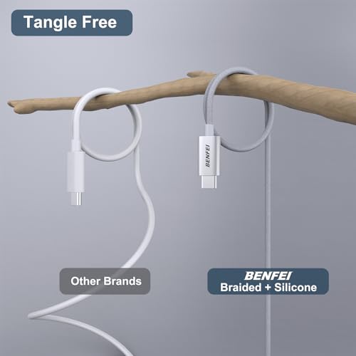BENFEI 100W Silicone USB C Fast Charging Cable(3.3ft), Aluminum Shell, Woven Design for iPhone 15/15Pro/15Plus/15ProMax MacBook Pro/iPad Pro/Air 4,Samsung Galaxy S23+/S23 - color: Silver, size: 3 Feet