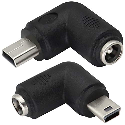 90° USB Right Angle Mini USB Male to DC 5.5x2.1mm Barrel Power Connector 5V Charger (2Pack) - color: Mini