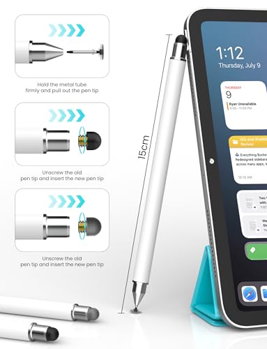 MEKO 3-in-1 Universal Stylus Pen for Touchscreen(White) | High Sensitivity & Universal with Magnetic Replacement Tip