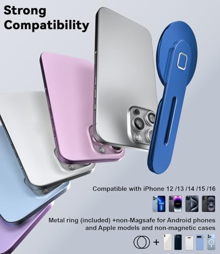 CloudValley Adjustable Laptop Stand Magnetic Phone Holder for iPhone | Aluminum Slim Side Mount Clip for All Phones, Portable Foldable Computer Expansion Bracket,Blue - color: Deep Blue