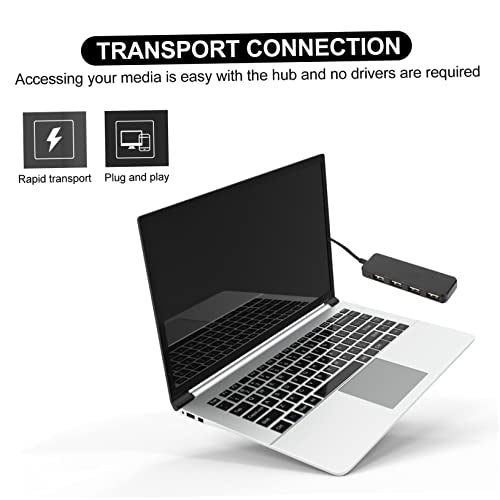 Angoily 4-Port USB 2.0 Hub Splitter Adapter for Laptops and Desktops Ultra-Thin Design High-Speed Data Transfer Compatible Multiple Devices