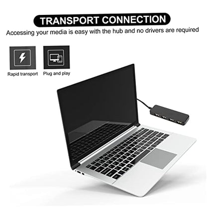 Angoily 4-Port USB 2.0 Hub Splitter Adapter for Laptops and Desktops Ultra-Thin Design High-Speed Data Transfer Compatible Multiple Devices