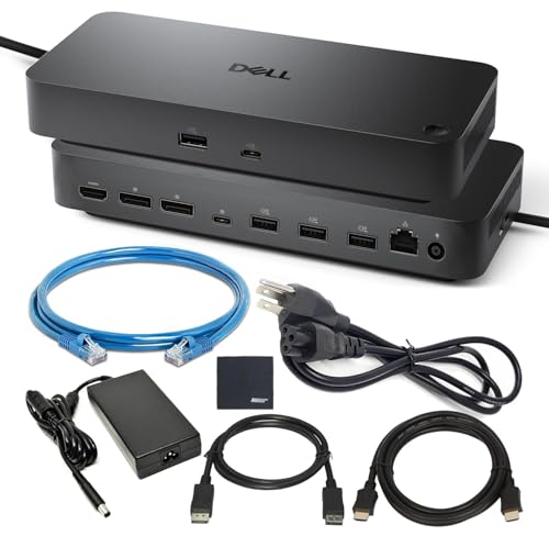 Dell Pro Smart Dock WD25 Bundle with 6 USB Ports, with up to 100W Power delivery Includes Display Port Cable + HDMI Cable + Ethernet Cable + Cleaning Cloth, Supports Up to 4 WQHD 60Hz Displays
