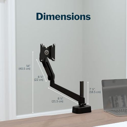 Vari Single Monitor Arm Series 2 – VESA Compatible Monitor Mount for Screens 27” & 19.8 lbs – Adjustable Arm with 360° Rotation, Cable Management & Ergonomic Height Adjustment – Black - size: Single-Monitor Arm