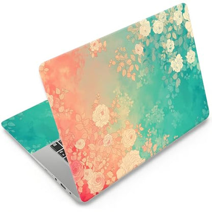 Laptop Skin 12.1-15.6 inch Removable Universal Reusable Laptop Sticker Decal,Waterproof No Residue Vinyl Cover,Scratch-Resistant Cuttable Full Wrap Sticker for Notebook, Pastel Rose Floral Print - color: Pastel Rose Floral Print