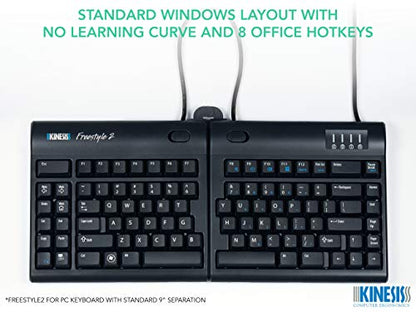 KINESIS Freestyle2 Ergonomic Keyboard for PC (9" or 20" Separation) (9" Separation) - color: 9 Inch Separation