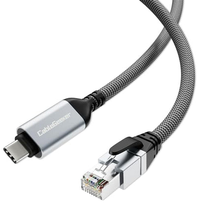 Ethernet to USB-C Cable, 6FT Gigabit Braided Nylon LAN Internet Cable, 1000Mbps High Speed USB C to RJ45 Adapter for Laptop, Tablet, PC, Phone, Router