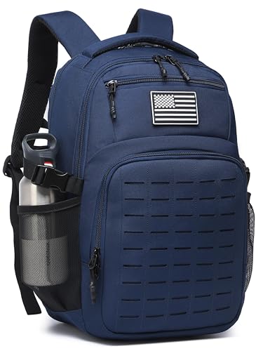 Wotony Military tactical backpack Laser-Cut MOLLE Webbing, backpack for men small tactical assault bag (Blue, 18.5 inch) - color: Blue, size: 18.5 inch