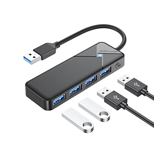 GiGimundo 4-Port USB Hub for Laptop, USB Hub Multiport Adapter 5Gbps Transfer, USB Splitter for Laptop, MacBook Pro/Air, iPad Pro, Dell, Chromebook, Keyboard, Mouse, HDD, Black - color: Black-Ride