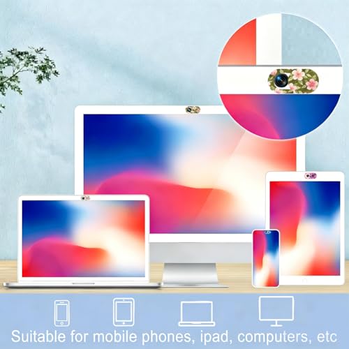 8Pcs 8 Styles Camera Cover Slide Flowers Pattern 0.03 Inch Phone Front Camera Blocker for Mini PC Desktop Computer Tablet Notebook Plastic Durable Privacy Protectors for Home Office Use - color: Flower-3