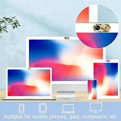 8Pcs 8 Styles Camera Cover Slide Flowers Pattern 0.03 Inch Phone Front Camera Blocker for Mini PC Desktop Computer Tablet Notebook Plastic Durable Privacy Protectors for Home Office Use - color: Flower-3